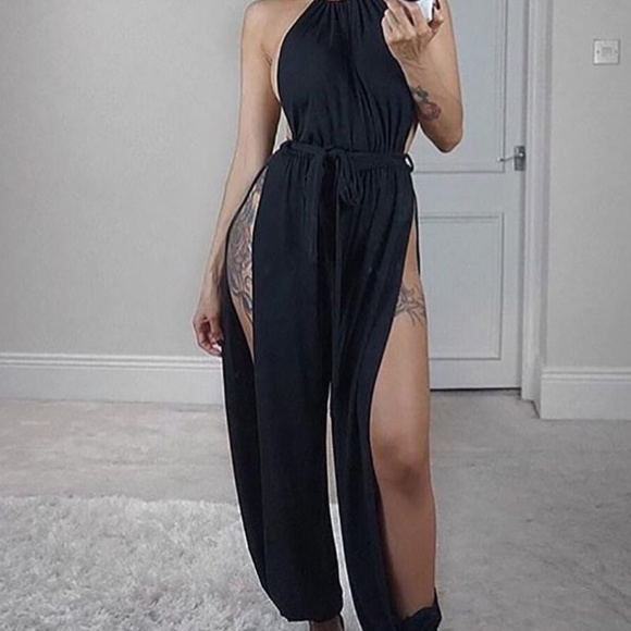 Sleeveless Ruched Slit Jumpsuit - Picture 2 of 3